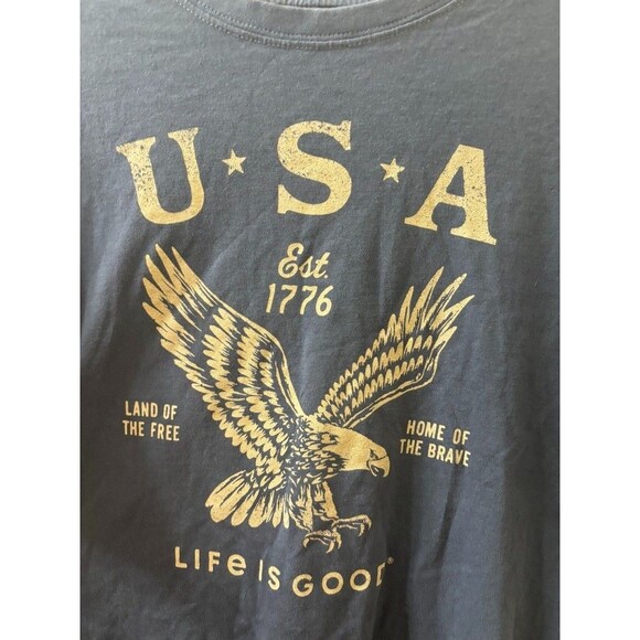 Men's Life Is Good 1776 Eagle USA BLUE SHORT SLEEVE LITE Crusher Tee XXL - Picture 2 of 6